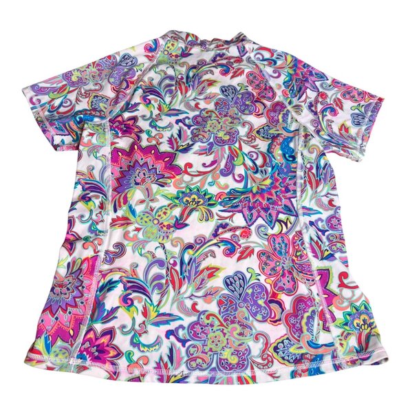 Lands End‎ Girls Rashguard Top Size L Floral Multicolor Short Sleeve - Picture 4 of 4